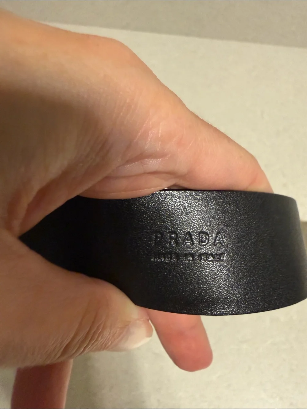 Authentic Men’s Prada Saffiano Black Leather Belt 95 38, Logo Buckle